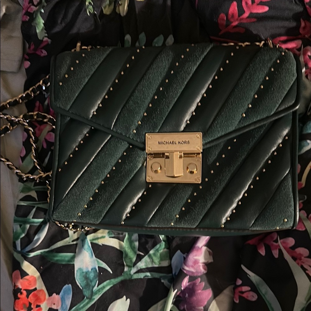 Michael Kors Green Quilted Shoulder Bag